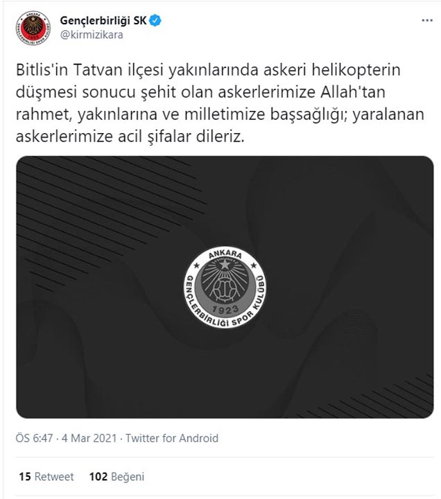 Türkiye şehitlerine ağlıyor! Süper Lig ekiplerinden Bitlis şehitleri için baş sağlığı mesajları 16