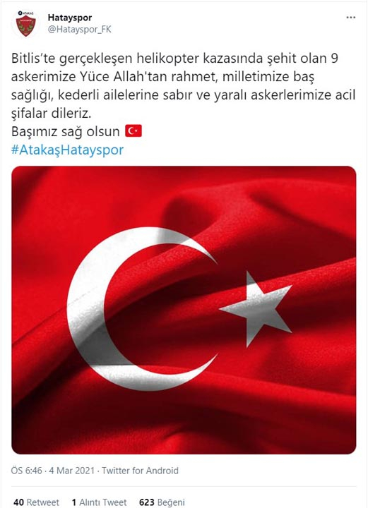 Türkiye şehitlerine ağlıyor! Süper Lig ekiplerinden Bitlis şehitleri için baş sağlığı mesajları 19