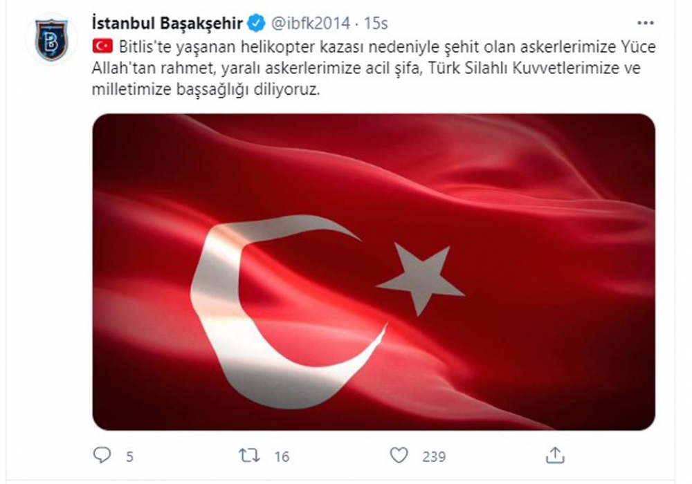 Türkiye şehitlerine ağlıyor! Süper Lig ekiplerinden Bitlis şehitleri için baş sağlığı mesajları 6