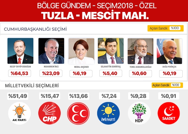 24 Haziran 2018 Tuzla mahalle mahalle seçim sonuçları 9