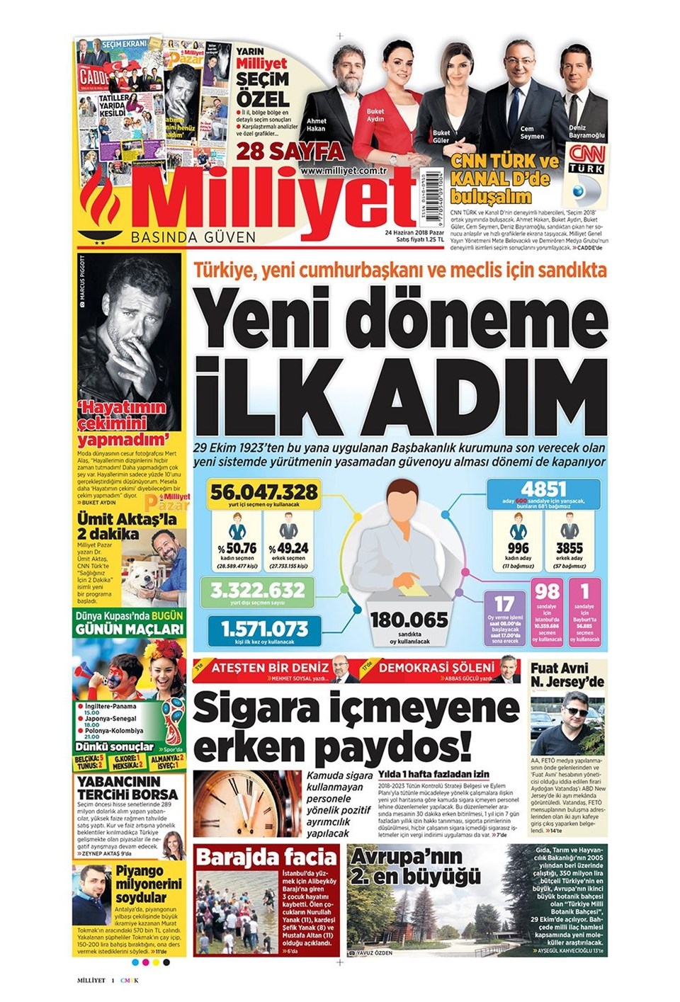 24 Haziran 2018 Gazete manşetleri - Sözcü, Hürriyet, Cumhuriyet, Posta 1