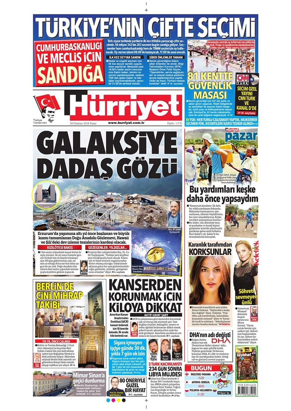 24 Haziran 2018 Gazete manşetleri - Sözcü, Hürriyet, Cumhuriyet, Posta 2