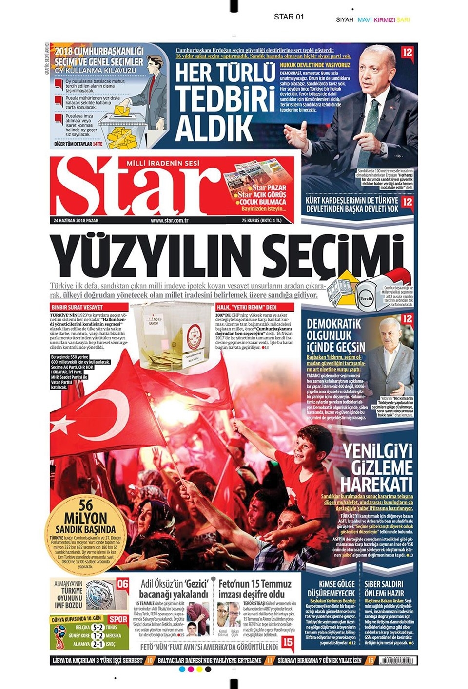 24 Haziran 2018 Gazete manşetleri - Sözcü, Hürriyet, Cumhuriyet, Posta 3