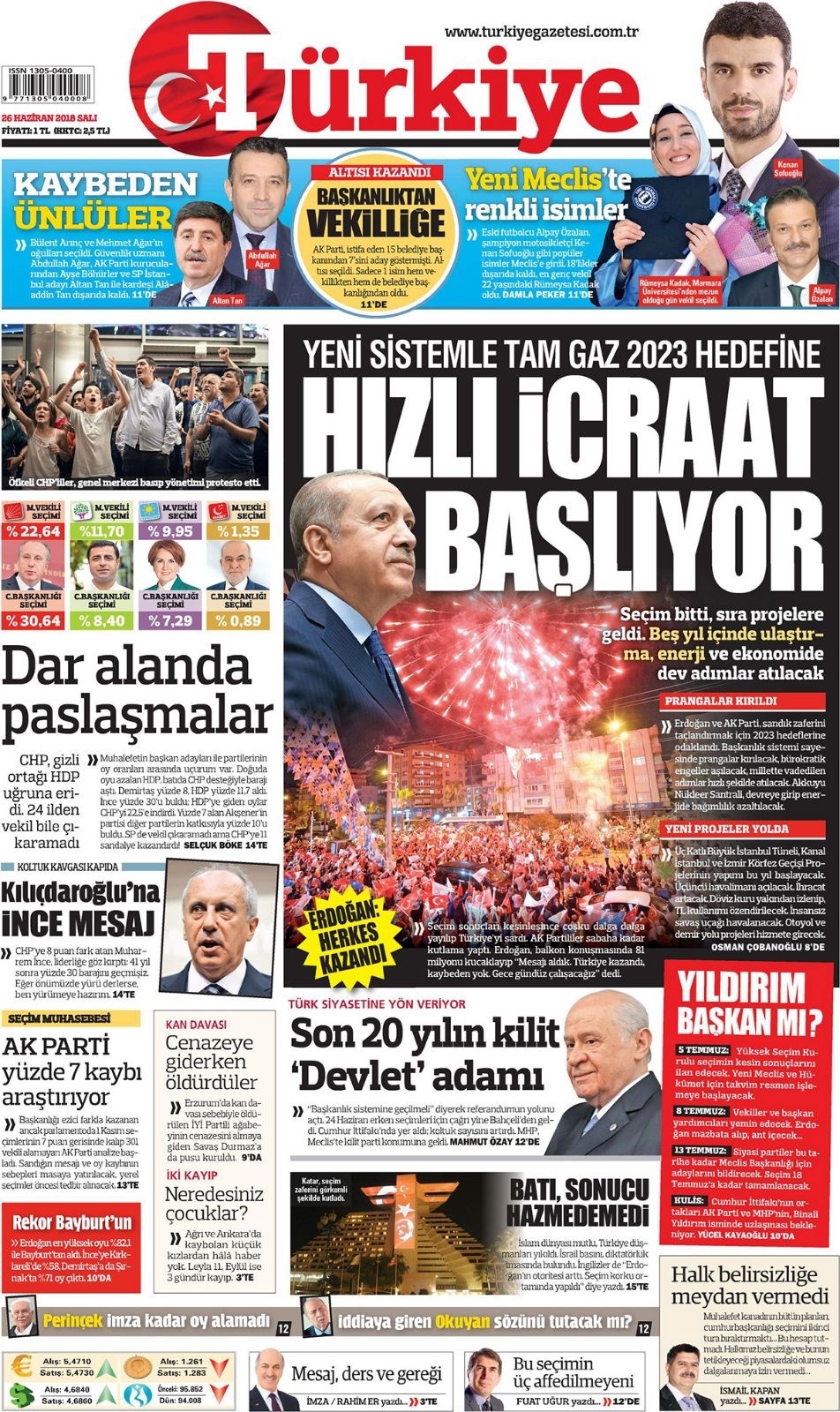 Gazete manşetleri 26 Haziran 2018 Hürriyet - Sözcü - Posta 5