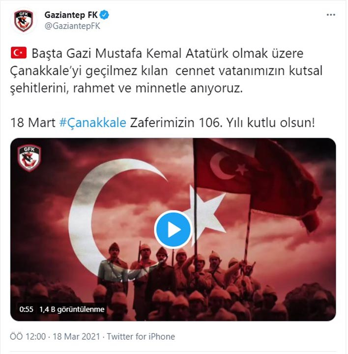 Çanakkale destanı 106 yaşında! İşte Süper Lig ekiplerinin 18 Mart Çanakkale Zaferi paylaşımları 10