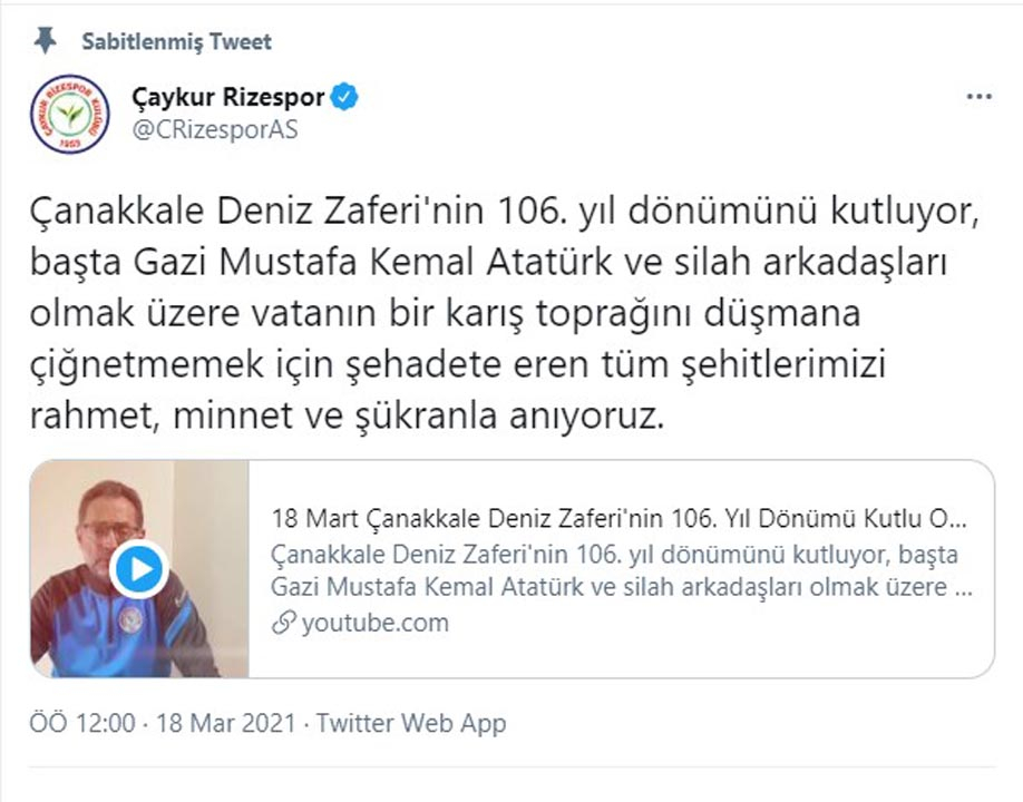 Çanakkale destanı 106 yaşında! İşte Süper Lig ekiplerinin 18 Mart Çanakkale Zaferi paylaşımları 13