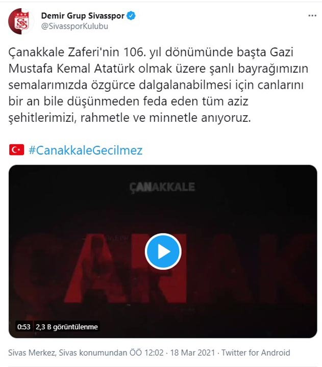 Çanakkale destanı 106 yaşında! İşte Süper Lig ekiplerinin 18 Mart Çanakkale Zaferi paylaşımları 14