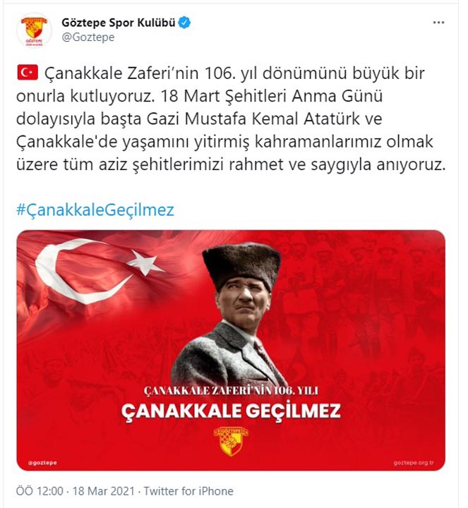 Çanakkale destanı 106 yaşında! İşte Süper Lig ekiplerinin 18 Mart Çanakkale Zaferi paylaşımları 16