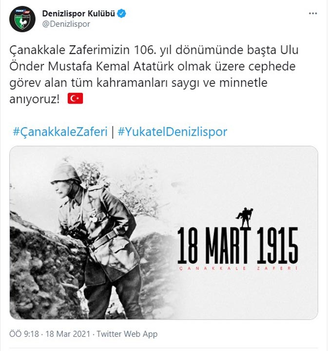 Çanakkale destanı 106 yaşında! İşte Süper Lig ekiplerinin 18 Mart Çanakkale Zaferi paylaşımları 17