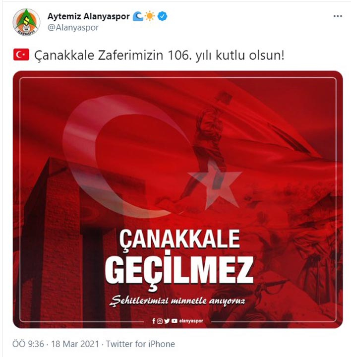 Çanakkale destanı 106 yaşında! İşte Süper Lig ekiplerinin 18 Mart Çanakkale Zaferi paylaşımları 6