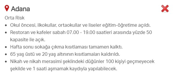 Hangi ilde hangi kısıtlamalar uygulanıyor? İşte renklere göre il il uygulanan kısıtlamalar 15