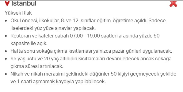 Hangi ilde hangi kısıtlamalar uygulanıyor? İşte renklere göre il il uygulanan kısıtlamalar 34