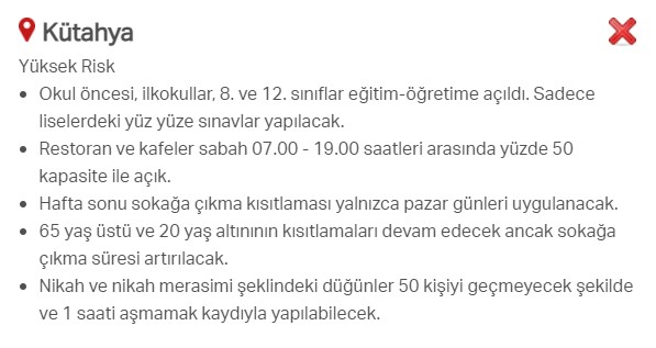 Hangi ilde hangi kısıtlamalar uygulanıyor? İşte renklere göre il il uygulanan kısıtlamalar 37