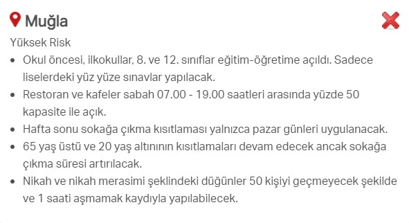 Hangi ilde hangi kısıtlamalar uygulanıyor? İşte renklere göre il il uygulanan kısıtlamalar 39