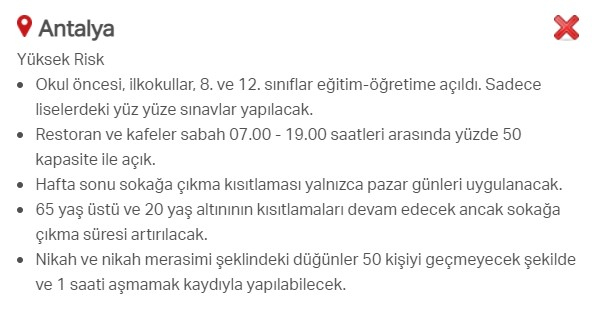 Hangi ilde hangi kısıtlamalar uygulanıyor? İşte renklere göre il il uygulanan kısıtlamalar 40