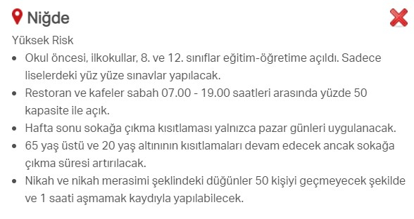 Hangi ilde hangi kısıtlamalar uygulanıyor? İşte renklere göre il il uygulanan kısıtlamalar 43