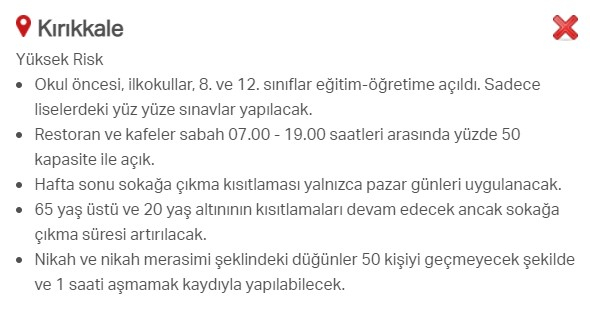 Hangi ilde hangi kısıtlamalar uygulanıyor? İşte renklere göre il il uygulanan kısıtlamalar 45