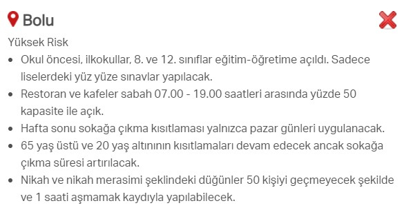 Hangi ilde hangi kısıtlamalar uygulanıyor? İşte renklere göre il il uygulanan kısıtlamalar 47