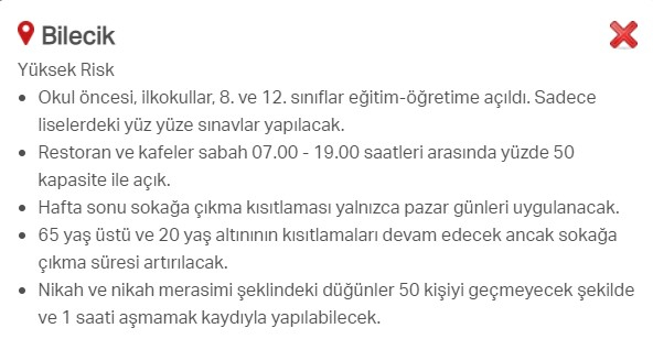 Hangi ilde hangi kısıtlamalar uygulanıyor? İşte renklere göre il il uygulanan kısıtlamalar 49