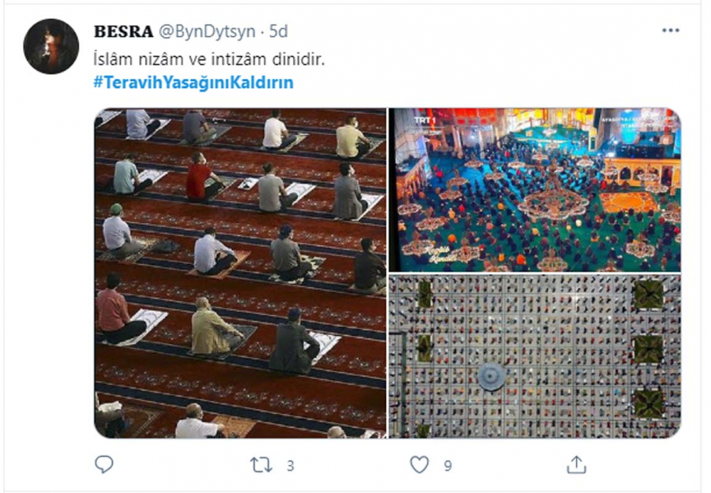 30 binden fazla paylaşım yapıldı, Twitter'da TT oldu: #TeravihYasağınıKaldırın 11