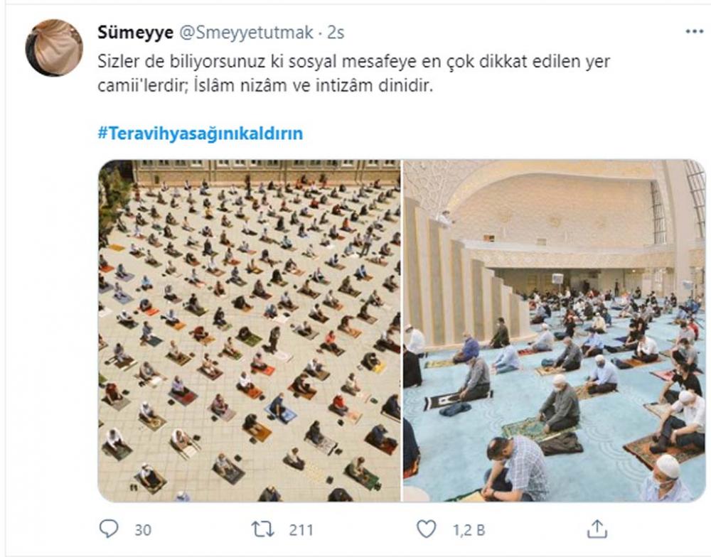 30 binden fazla paylaşım yapıldı, Twitter'da TT oldu: #TeravihYasağınıKaldırın 7