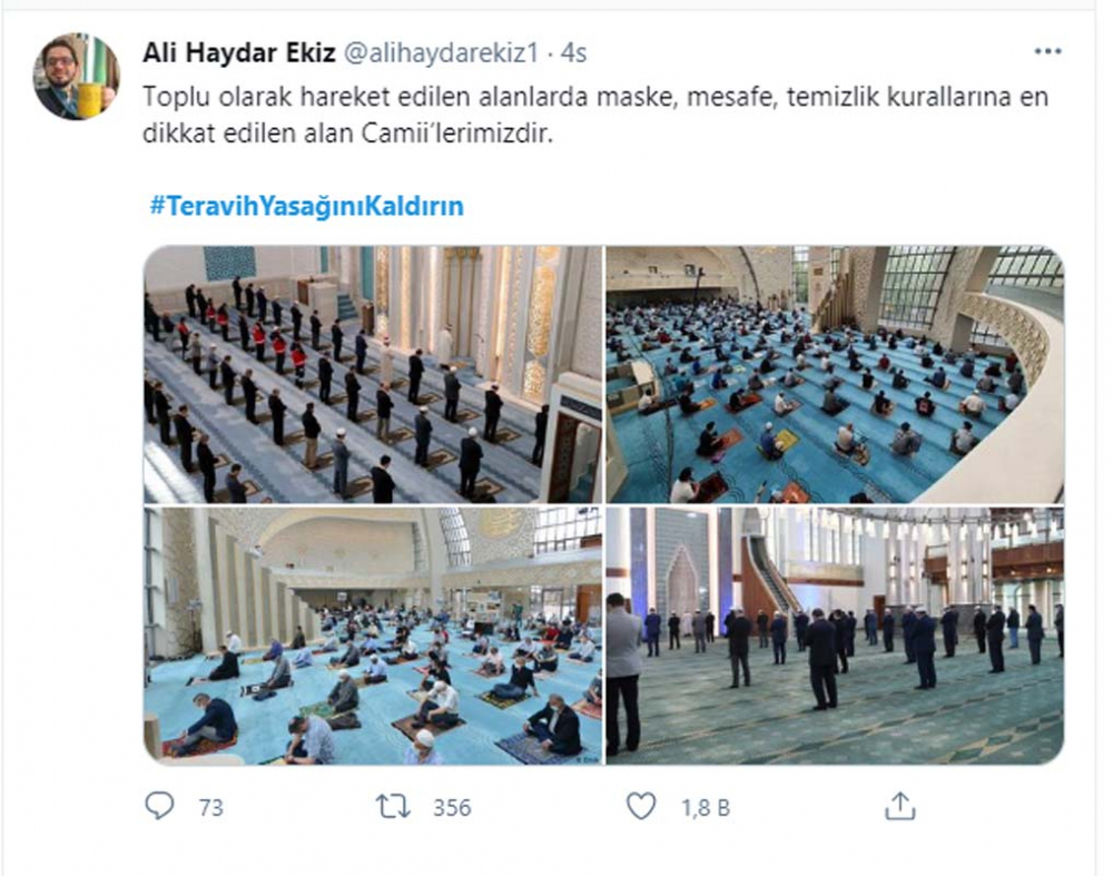 30 binden fazla paylaşım yapıldı, Twitter'da TT oldu: #TeravihYasağınıKaldırın 9