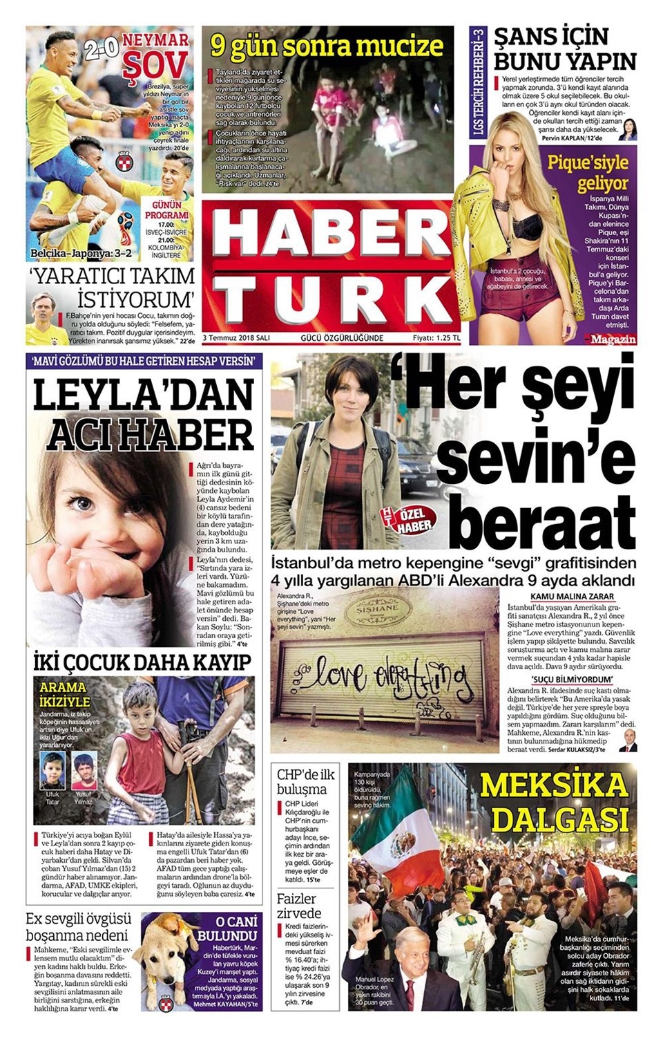 3 Temmuz 2018 Gazete manşetleri  Hürriyet, Sözcü, Habertürk, Sabah 2