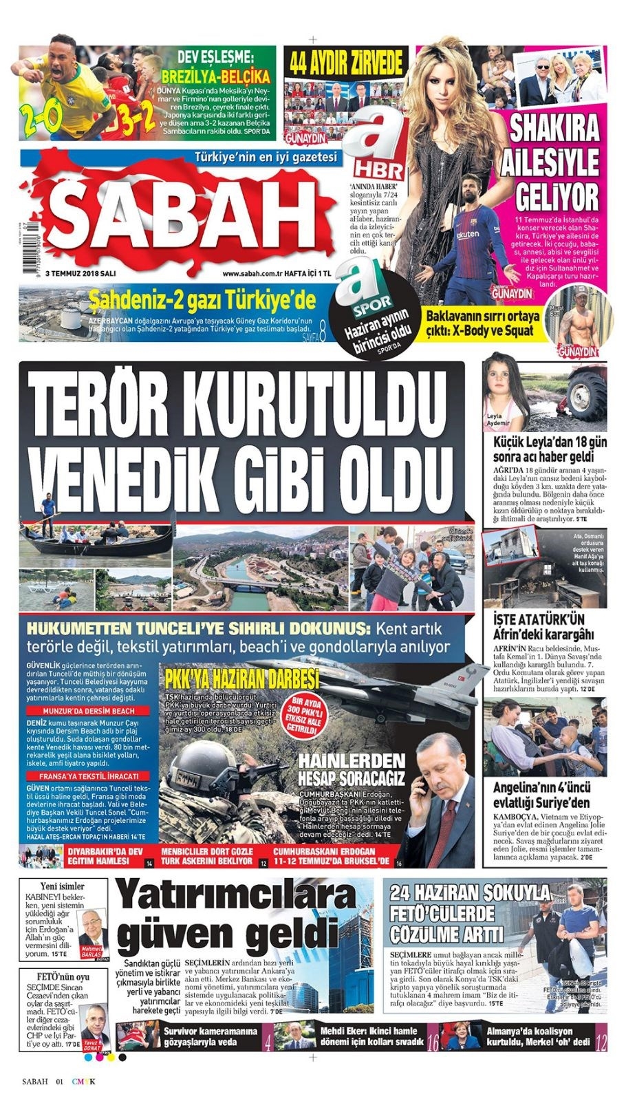 3 Temmuz 2018 Gazete manşetleri  Hürriyet, Sözcü, Habertürk, Sabah 9