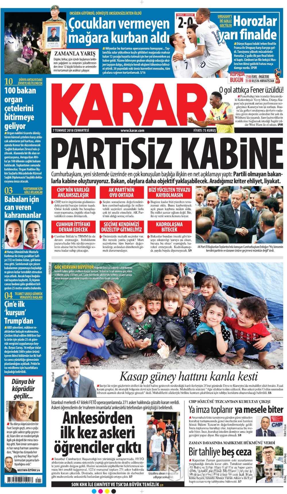 7 Temmuz 2018 Gazete manşetleri Hürriyet - Sözcü - Posta 10