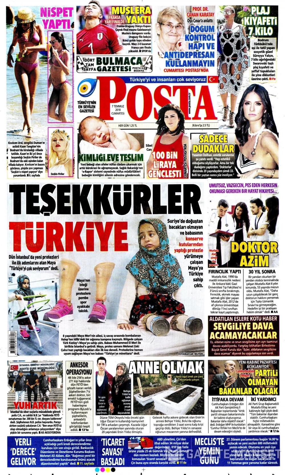 7 Temmuz 2018 Gazete manşetleri Hürriyet - Sözcü - Posta 6