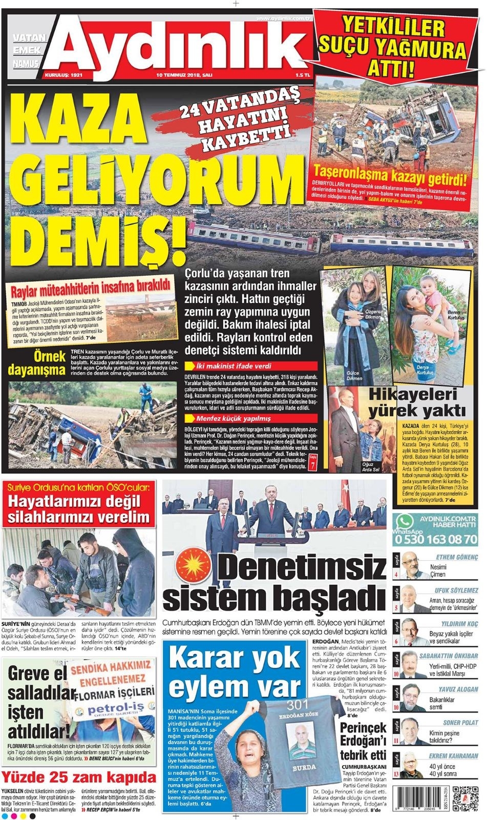 10 Temmuz 2018 Gazete manşetleri Hürriyet - Sözcü - Posta 12