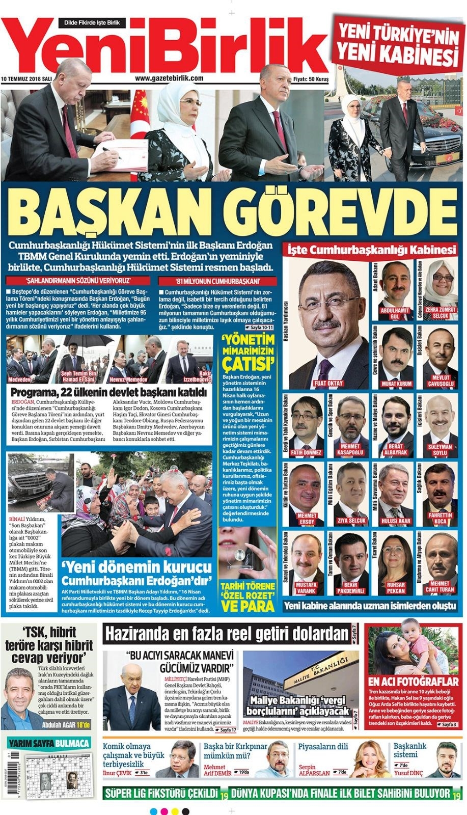 10 Temmuz 2018 Gazete manşetleri Hürriyet - Sözcü - Posta 15