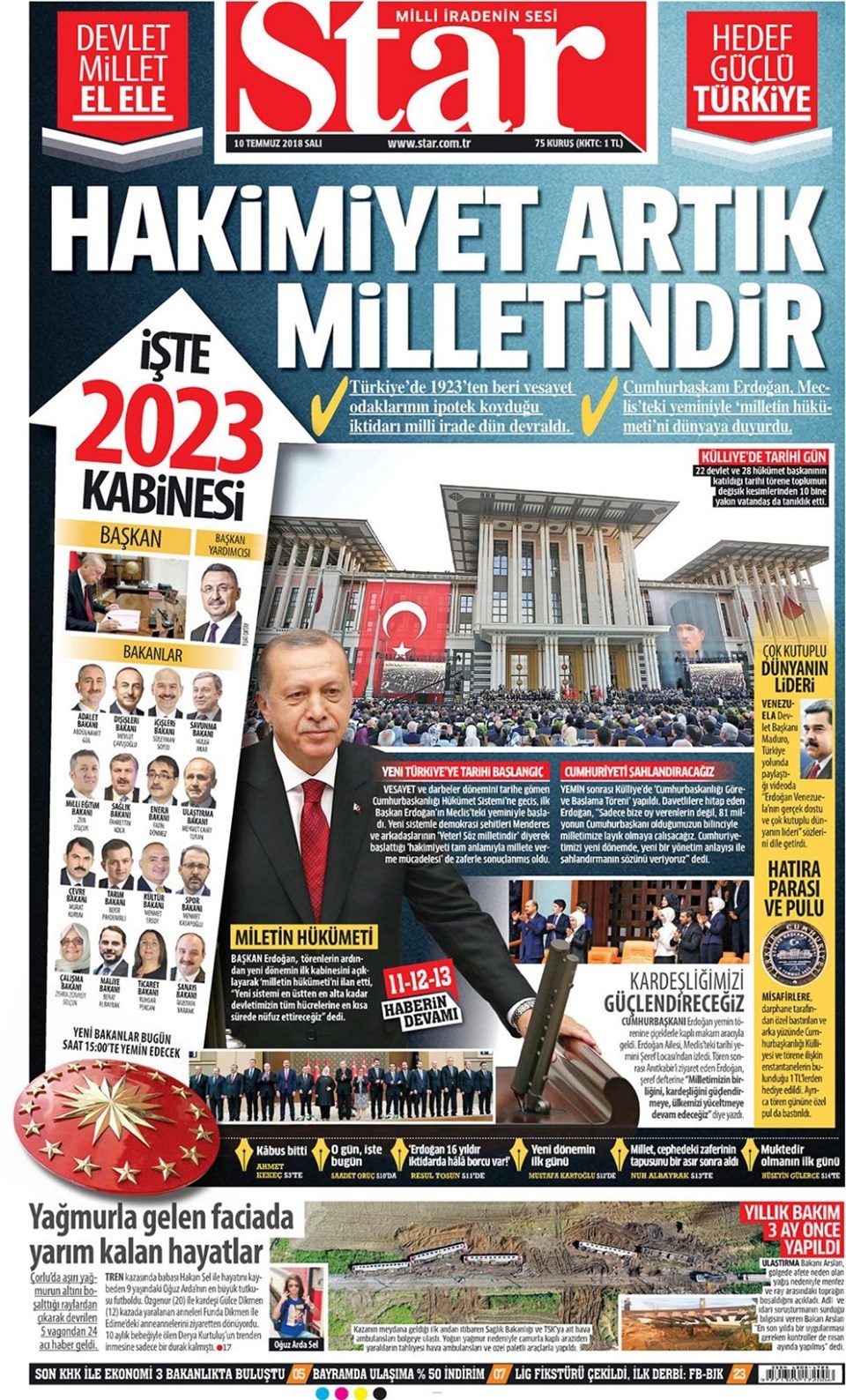 10 Temmuz 2018 Gazete manşetleri Hürriyet - Sözcü - Posta 5