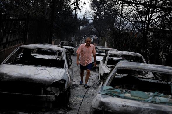 Yunanistan'daki yangın felaketinden acı fotoğraflar... 14