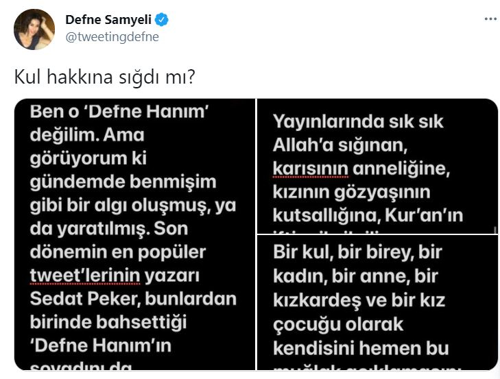 Dikkat çeken paylaşım! Sedat Peker, Defne Samyeli'den özür diledi 4