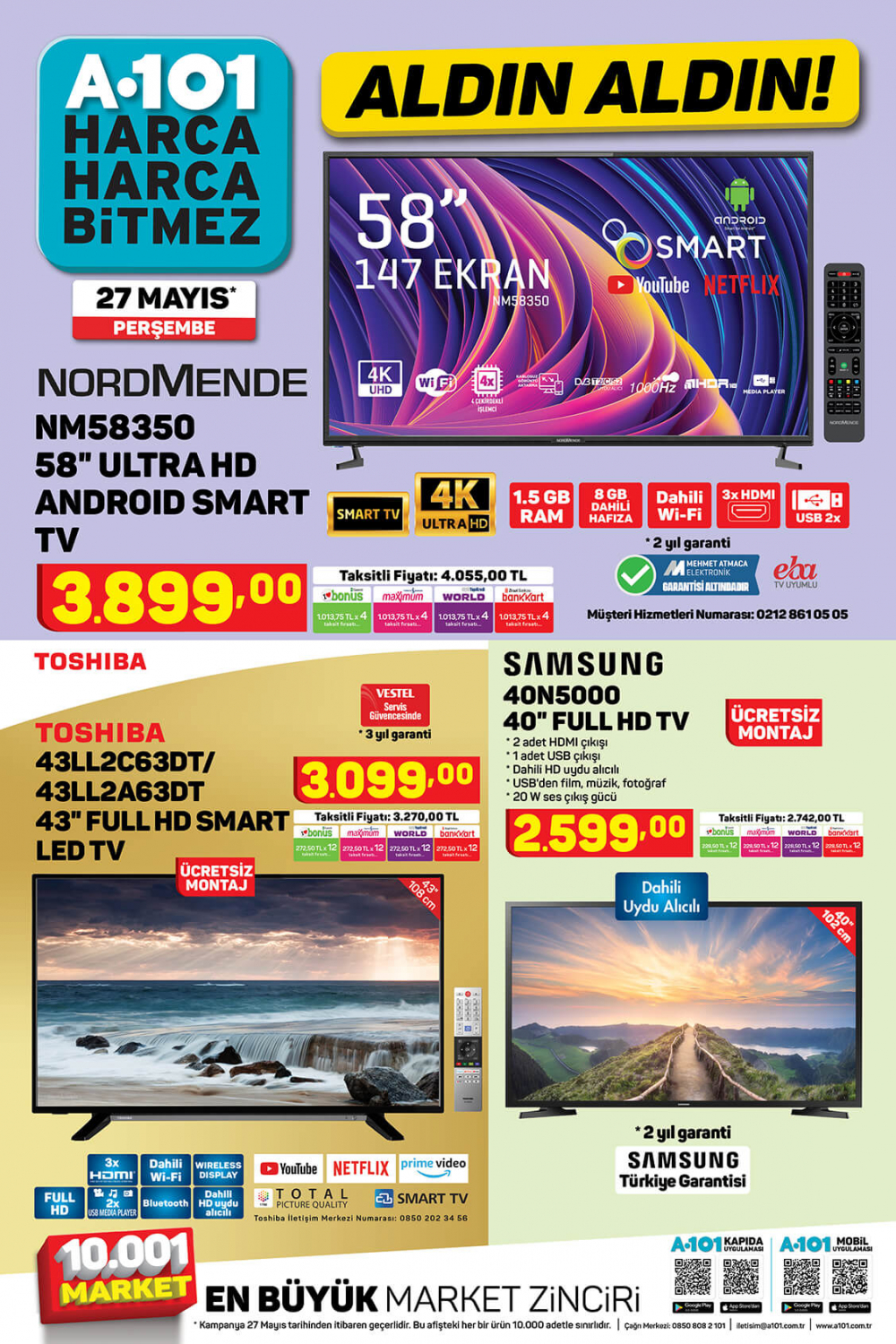 4 Haziran A101 aktüel ürünler kataloğu | Nordmende NM58350 58" Ultra HD Android Smart Tv A101'de! 6