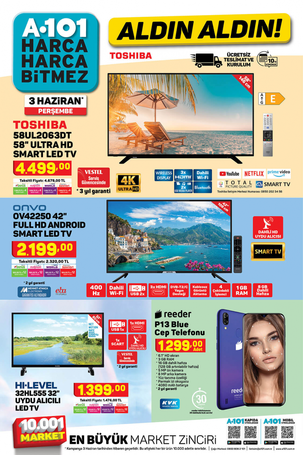 9 Haziran A101 aktüel ürünler kataloğu | Toshiba 58UL2063DT 58" Ultra HD Smart Led TV A101'de! 2