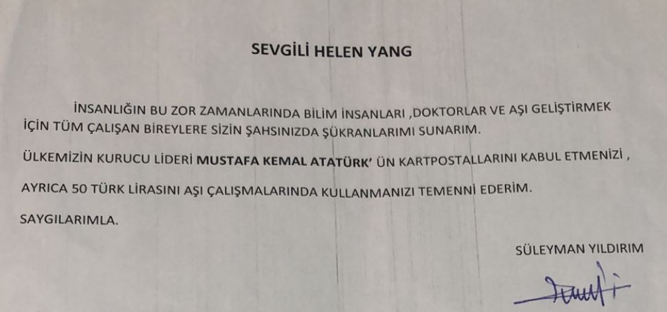 Gündem oldu! Çin, içine 50 TL koyup Sinovac'a teşekkür mektubu yollayan Türk vatandaşını konuşuyor 3