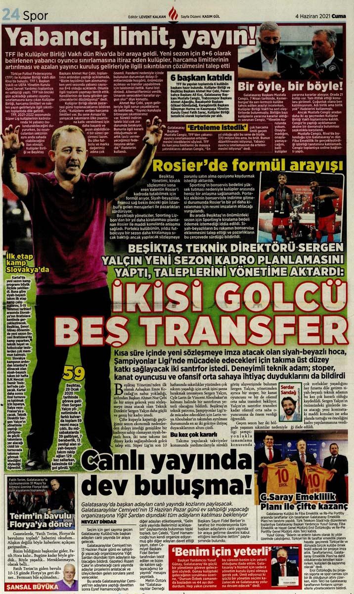 Gazetelerin spor manşetleri (4 Haziran 2021) Fenerbahçe, Galatasaray, Beşiktaş ve Trabzonspor'dan haberler 20