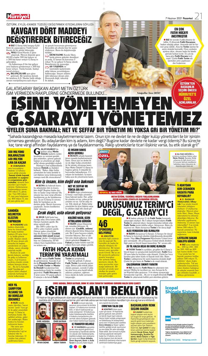 Bugünün spor manşetleri ( 7 Haziran 2021 spor gazetesi manşetleri) | Transfer haberleri 19