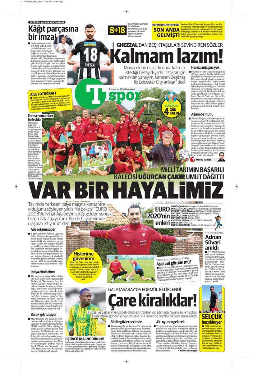 Bugünün spor manşetleri ( 7 Haziran 2021 spor gazetesi manşetleri) | Transfer haberleri 29