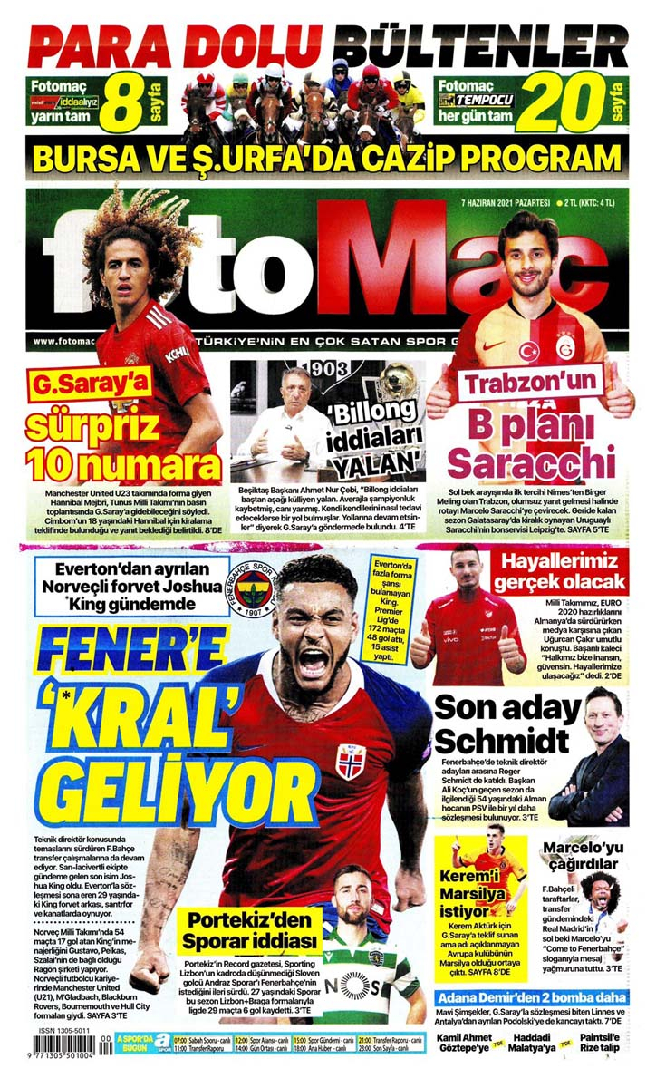 Bugünün spor manşetleri ( 7 Haziran 2021 spor gazetesi manşetleri) | Transfer haberleri 8