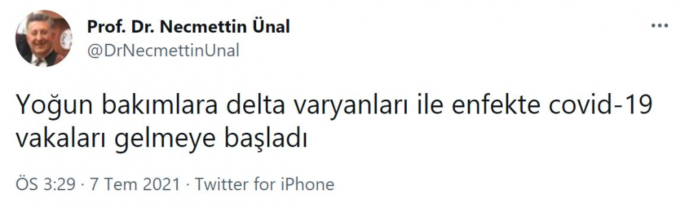 Prof. Dr. Necmettin Ünal'dan korkutan 'delta varyantı' açıklaması: Yoğun bakıma gelmeye başladılar 3