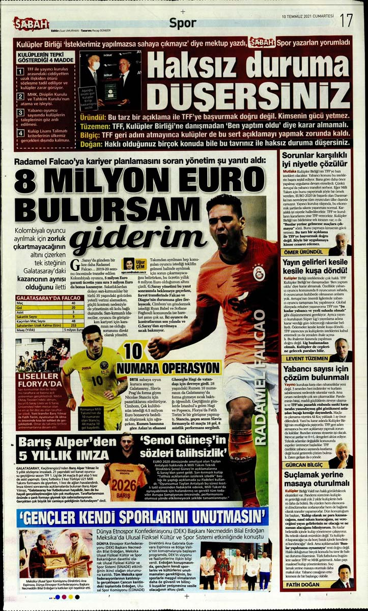 10 Temmuz 2021 günün spor manşetleri | İşte gazetelerin bugünkü manşetleri | Dört büyükler transferde büyük oynuyor 20