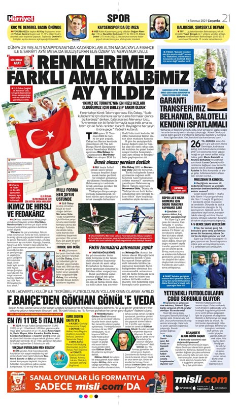 14 Temmuz 2021 Spor Manşetleri |4 büyüklerin transfer gündemi 21