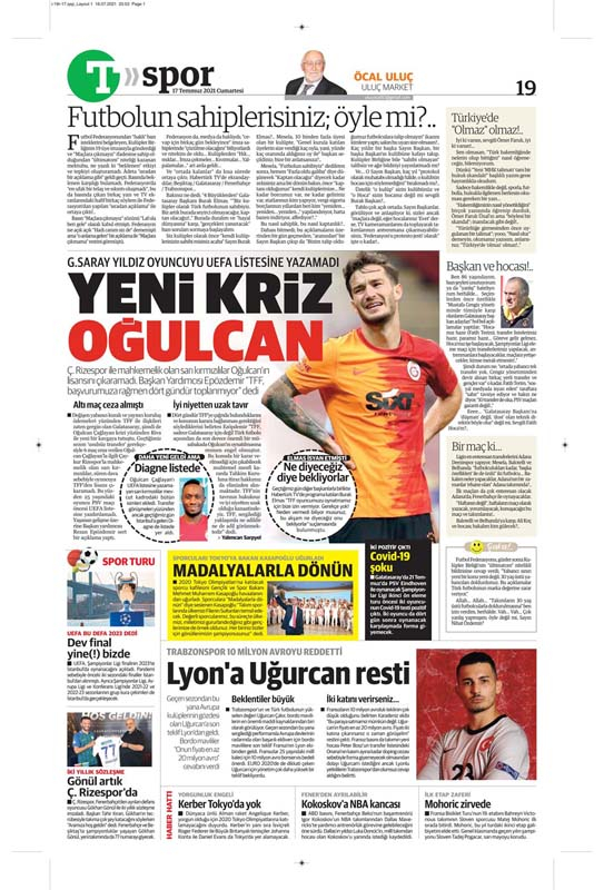 17 Temmuz 2021 spor manşetleri | Galatasaray'da Oğulcan krizi! 4