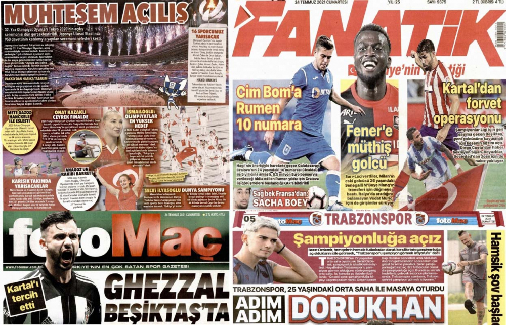 24 Temmuz 2021 Cumartesi günün spor manşetleri | Cimbom transferde 3'ledi 19