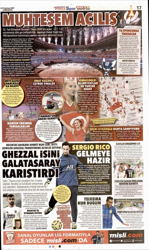 24 Temmuz 2021 Cumartesi günün spor manşetleri | Cimbom transferde 3'ledi 26