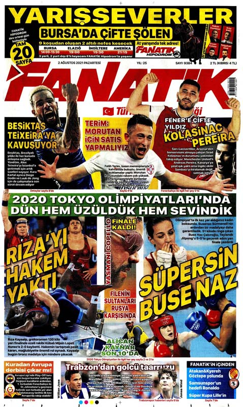 2 Ağustos 2021 Pazartesi günün spor manşetleri | Millilerimiz Olimpiyatlarda ses getiriyor 12