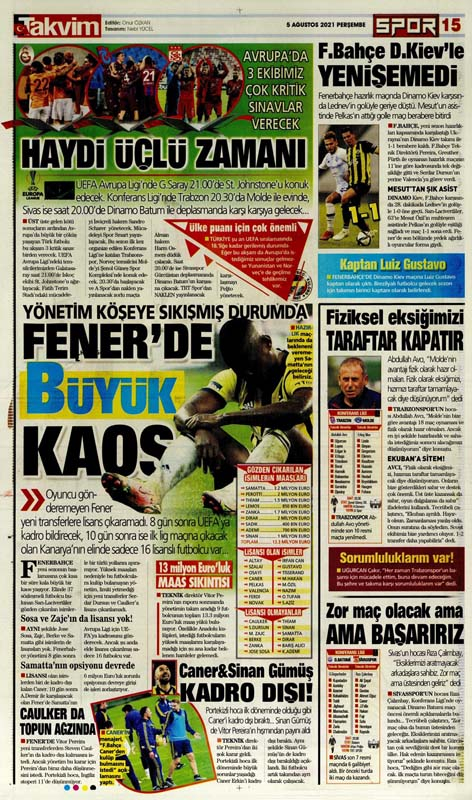 5 Ağustos 2021 Perşembe günün spor manşetleri | Tokyo'da hedefte 2 altın madalya var 12